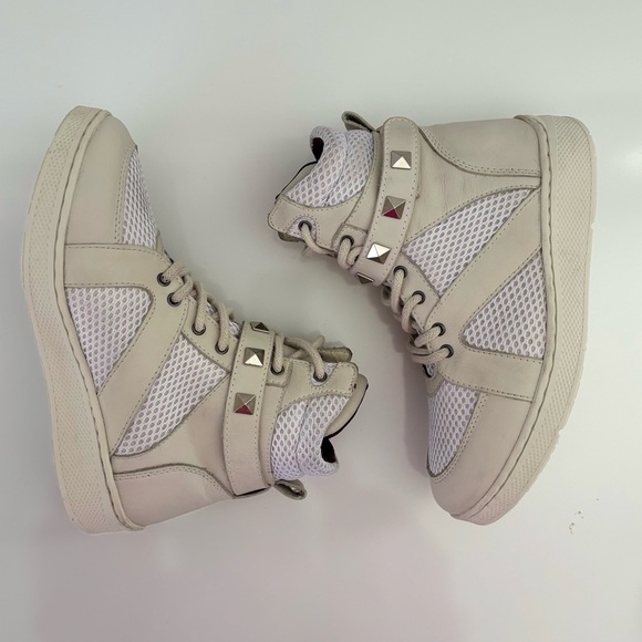 SANDRO MOSCOLINI Mesh Studded High Top Sneakers In Ivory - Picture 14 of 15
